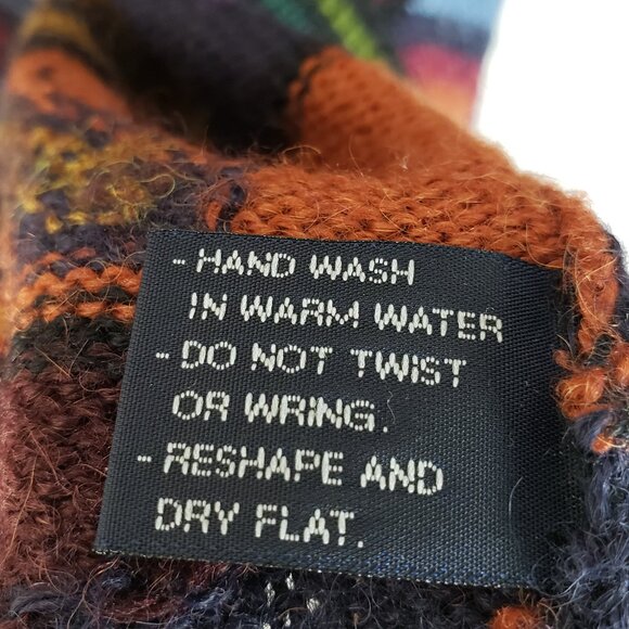 Silver Llama 100% Alpaca Cardigan Sweater Colorful Ethnic Colorblock sz XL Peru - Picture 8 of 11